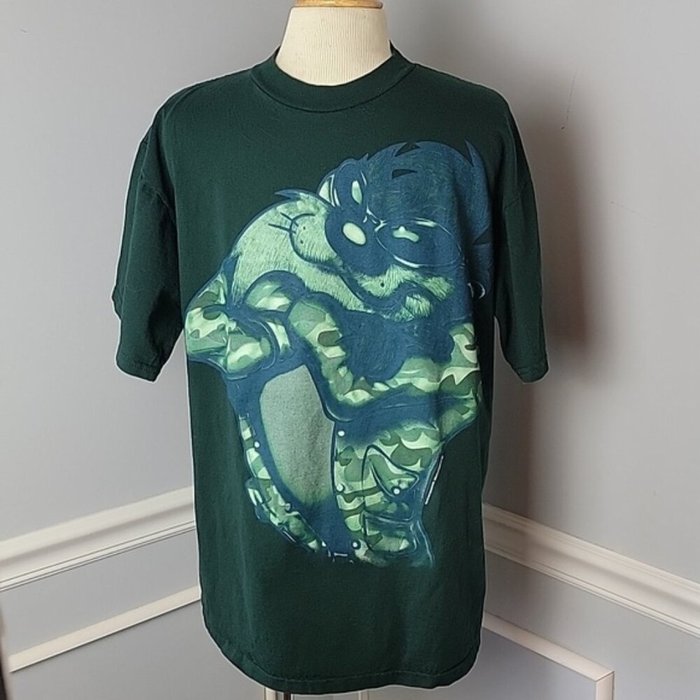 LOONEY TUNES VTG Taz Tasmanian Devil Green Graphic Warner Bros.‎ Cartoon T-Shirt